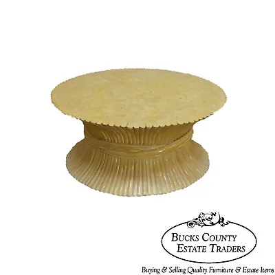 McGuire Style Mid Century Modern Round Wheat Sheaf Rattan Coffee Table • $635