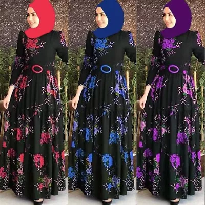 Muslim Floral Abaya Women Long Maxi Dress Dubai Islamic Party Arab Gown Robe • $23.78
