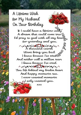 Grave Memorial Card Dad Birthday A Lifetime Wish Heavenly Birthday Card G66 • £4