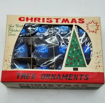 Vintage Miniature BLUE Feather GLASS CHRISTMAS ORNAMENTS In BOX Japan • $19.95