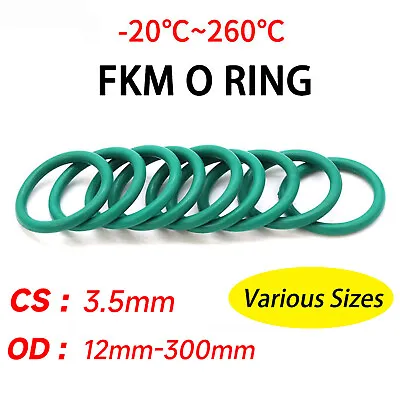 3.5mm Cross Section Metric (FKM) Rubber Seals O Rings 12mm-300mm OD Green • £1.98