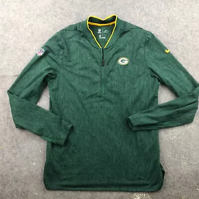 Green Bay Packers Pullover Mens Medium Green Spell Out Sweatshirt Nike Dri Fit * • $24.95