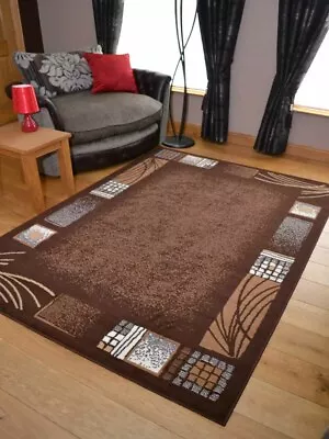 Modern Brown Rug Mat Large Small Floor Carpet Hallway Runners Living Area UK • £12.99