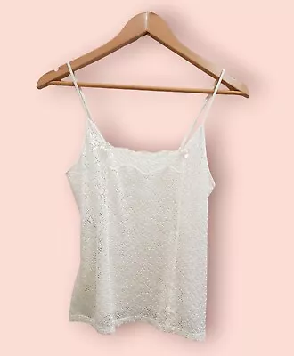 Vintage Berlei Stretch Mesh Lace Camisole Slip Top Bows Angel Fairy Ivory Sz 14 • $25