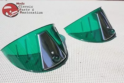 Green Headlamp Light Bulb Visors Custom Car Truck 7  With Stainless Trim New • $21.74