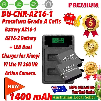 Az16-1 Az16-2 Battery + Dual Charger For Xiaoyi Yi Lite YI 360 VR Action Camera • $58.95