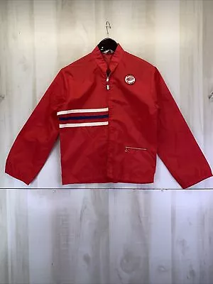 Vintage 1970-80s Kids Boys Nylon Kmart Red Racing Style Thin Jacket Medium-8518 • $50.58