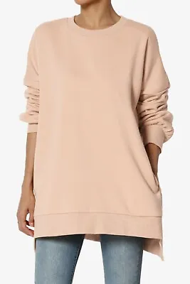 $28.99 • Buy TheMogan S~3X Crew Neck Hi-Low Pocket Long Sleeve Boyfriend Pullover Sweatshirts