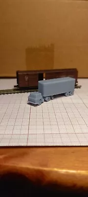 Z Scale Train Miniature Semi Truck Ford C And 30 Ft Trailer • $15