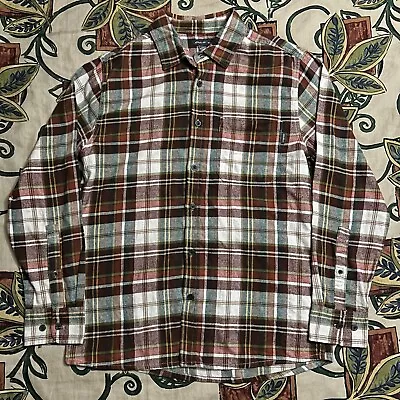 EUC Eddie Bauer Long Sleeve Flannel Shirt Men’s M Medium Brown/Earth Tones Plaid • $19.99