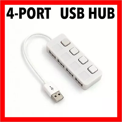 4 Port USB 2.0 HUB With ON/OFF Switchs For PC Laptop Mac Compact High Speed • $5.89