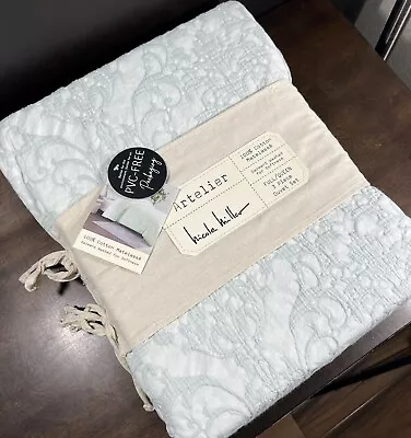 NICOLE MILLER MATELASSE QUEEN FULL Duvet NEW!!! GREEN 2 Shams Cottage Beach Luxe • $122.99