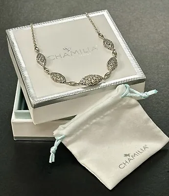 Chamilia Alight Necklace Sterling Silver With Swarovski Set 5 Leaf Accents BNWB • £20