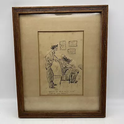£15 • Buy Vintage Pen Ink Drawing Satirical Drawing Artwork Barbers Chiropodist Phil May