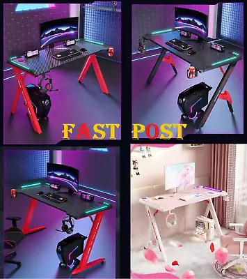 $156 • Buy RGB LED Gaming Desk Office Table Desktop PC Computer Desks Racing Laptop Home