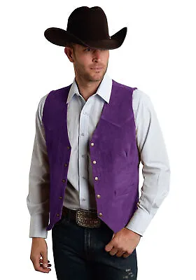 Men Classic Cowboy Suit Suede Vests Hunting Waistcoat Retro Vintage Wool Wedding • $35.19