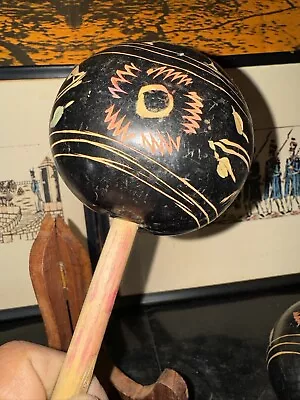 Guatemalan Hand Made Etched Carved Maraca Animal Zebra Hand Painted Music Kids • $9.99