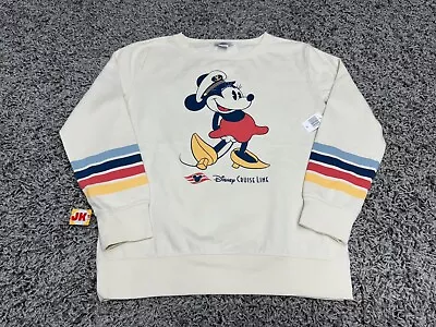 NEW Disney Cruise Line Sweater Adult Large Beige Minnie Mouse Striped Captain • $59.99