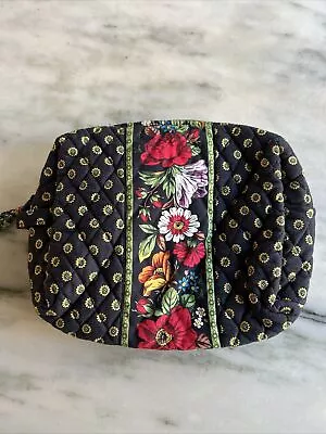 Vera Bradley Large Sunflower Floral Quilted Lined Cosmetic Make Up Bag Case EUC • $14