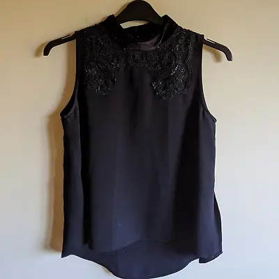 $30.50 • Buy Zara Women's Black Embellished Blouse - Medium - Sleeveless Top Velvet Glam Boho