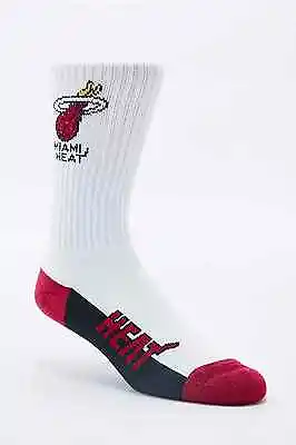 Miami Heat Crew Socks Large Size 10 To 13 White • $13