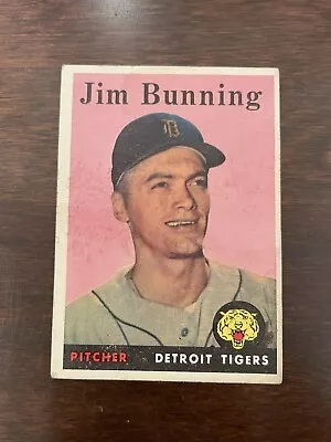 1958 Topps #115 Jim Bunning Vintage Baseball Vg Condition Tigers Hof • $5