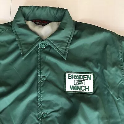 Vintage Braden Winch Green Insulated Nylon Jacket Size Large Made In USA  • $10