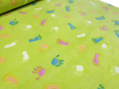 Fabric Residue 42x150 Cm Microfleece Wellness Fleece Feet Hands Green Colorful Children's Fabric • £4.97