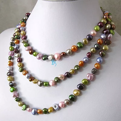 52  6-8mm Multi Color Baroque Freshwater Pearl Necklace Strand Jewelry • $26