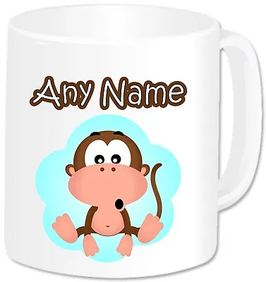 Personalised Monkey Mug Custom Name Cup Cheeky Safari Animal Boys Girls Gifts • £13.99