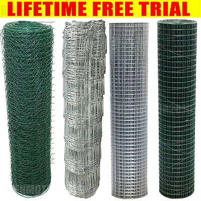 PVC Metal Coated Chicken Wire Rabbit Chicken Mesh Green Fencing Aviary Fence Net • £9.82