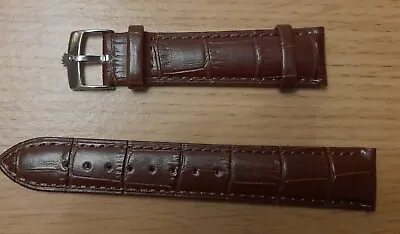 Rolex 20mm Brown Leather Watch Strap Band Stainless Steel • £16