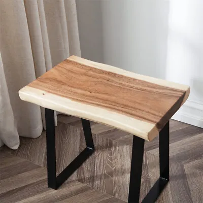 Natural Wood Rectangle Bench Coffee Side Table With Metal Legs Rustic Farmhouse • $59.49