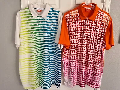 LOT Of 2 $140 MEN'S PUMA GOLF POLO SHIRT JERSEY CELLDRY PGA-TOUR SIZE X-LARGE XL • $45