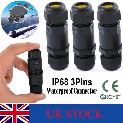 £3.22 • Buy 3 Pole Core Joint Outdoor IP68 Waterproof Electrical Cable Wire Connector UK