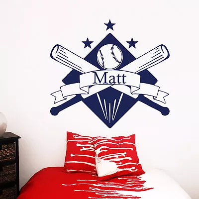 Name Wall Decals Baseball Decal Sport Vinyl Stickers Boys Nursery Decor NA319 • $25.99