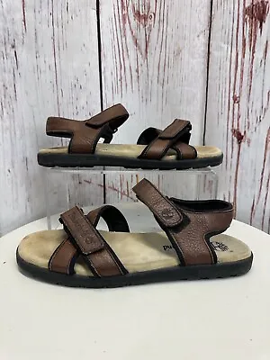 Mens Timberland Brown Leather Sandals Size 13 TCC • $39