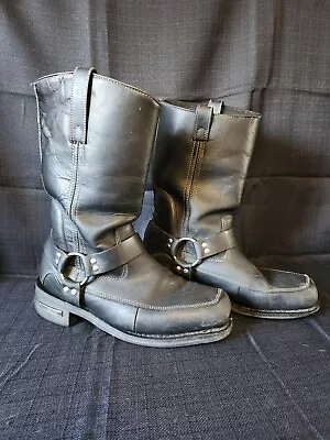 Leather Milwaukee Boots Mens 10 D Classic Harness Motorcycle Rear Zipper MB410 • $29.97