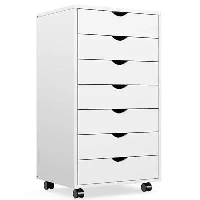 7-Drawer Wooden Dresser With Wheels: Versatile Storage Solution For Bedroom Y1 • $77.59