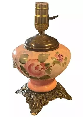 Vintage Hurricane Gone With The Wind Lamp Handpainted Rose Victorian Casting Co • $59.99