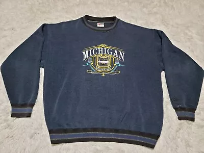 Midwest Embroidery University Of Michigan Wolverines L Sweatshirt VTG Distress* • $19.95