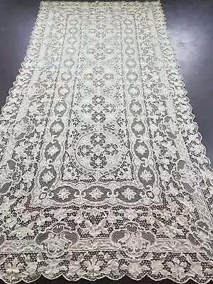 Vintage Point De Venise Needle Lace Banquet Tablecloth 335x172cm • $622.55