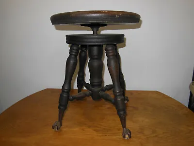 $150 • Buy Antique Glass Ball Claw Foot Piano Stool A. Merriam And Co Acton, MA 