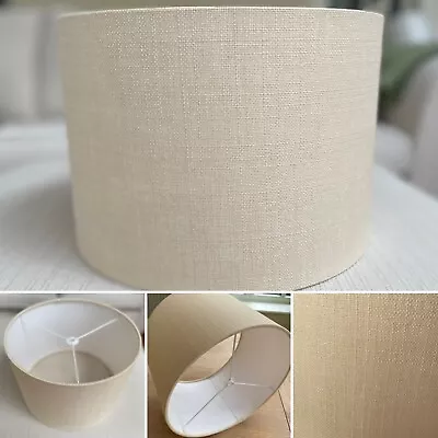 Cream US Washer Lamp Shade Harp Fitting Linen Look Fabric Lampshade Finial USA • £31