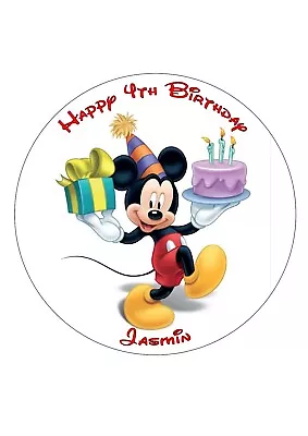 Mickey Mouse Edible Birthday Cake Topper 7.5  Round • £3.75