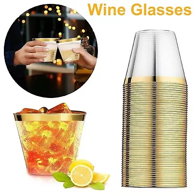 Drink Cup Cocktail Party Gold Cups Rimmed Glass Wine Glass Champagne Glasses • $25.99