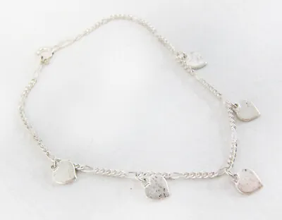 Pretty Delicate Vintage FAS 925 Italy Sterling Silver 7  Heart Charm Bracelet • $18.74