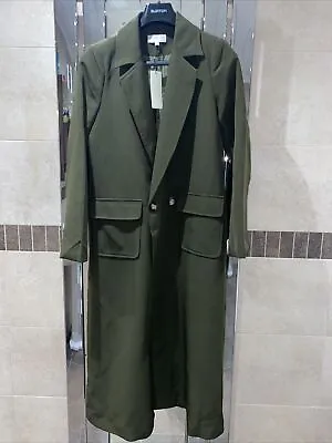 Never Fully Dressed 55 Maxi Khaki Jacket Coat Longline Blazer Size Small New ! • £30