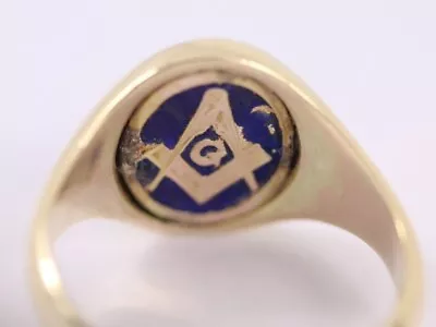 Masonic Signet Swivel Ring 9ct Gold Gents Vintage Size S 375 6.8g Bp48 • £390