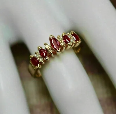 2.10Ct Marquise Cut Lab-Created Red Ruby Engagement Ring 14K Yellow Gold Plated • $121.49